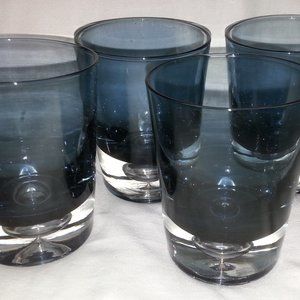 Vtg 4 TABLETOP UNLIMITED Drink/WHISKY Strong Glass Smokey Blue/Smokey Aquamarine